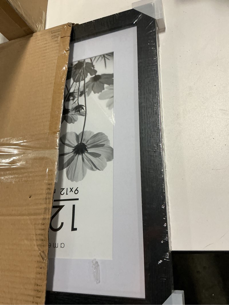 Condition photo showing Good Condition for americanflat 12x15 picture frame with shatter-resistant glass - use as 9x12 frame with mat or 12x15 frame without mat - hudson collection - black