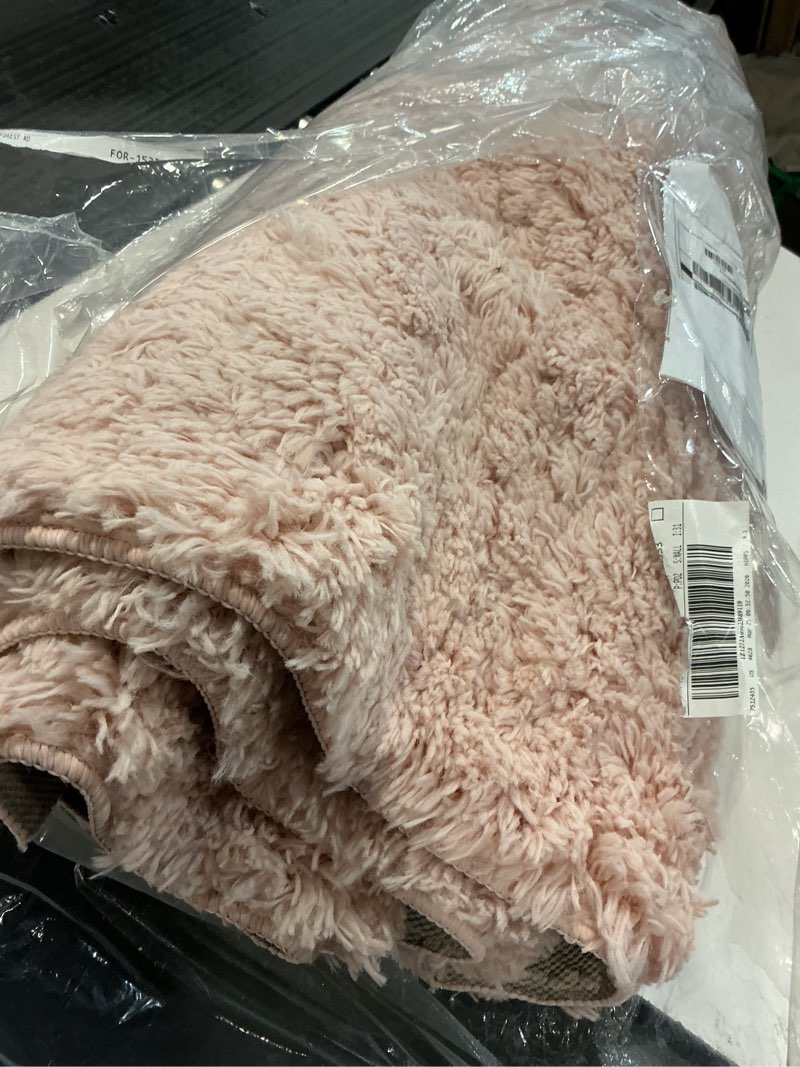 Condition photo showing As Is for 4'x5'6" washable plush shag accent rug pink - room essentials™