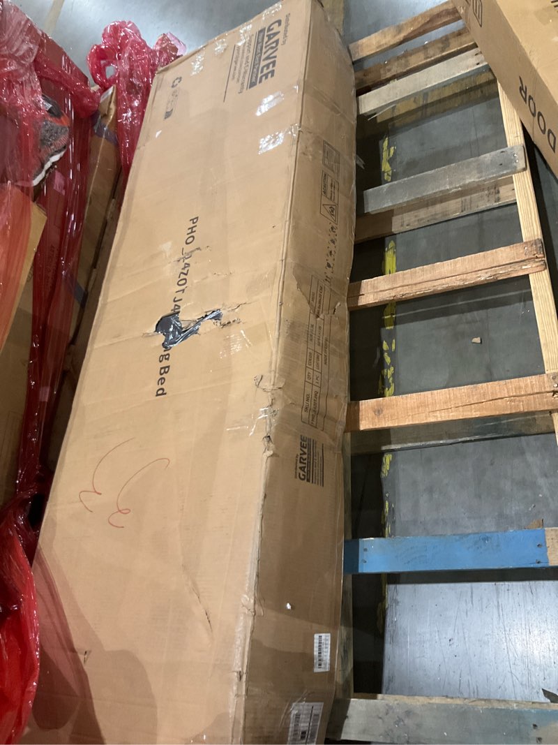 Condition photo showing Good Condition for king size velvet bed frame, vertical channel tufted 50.2 in tall headboard and footboard with nailhead trim, upholstered platform bed, strong wooden slats, no box spring needed, easy assembly, grey grey king