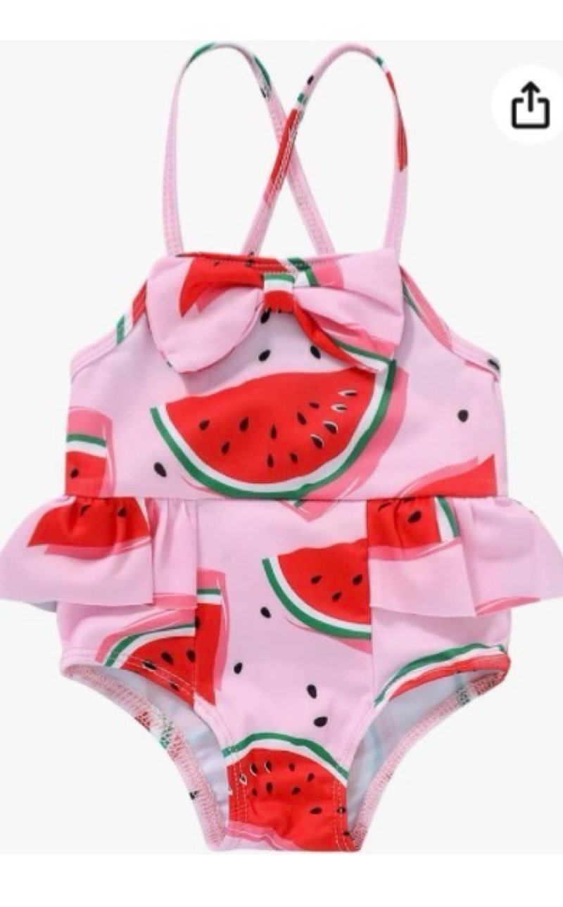 Infant Baby Girl Swimsuit Leopard Backless Swimwear Girl One Piece Halter Ruffle Watermelon Bathing 