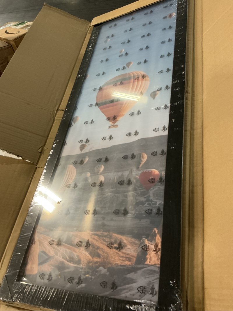 Condition photo showing Good Condition for 13x39 picture frame for wall display, 13x39 black picture frame with shatter resistant plexiglass, stable and sturdy 13 x 39 poster frame for wall display, handpicked gift collection, 1 pack