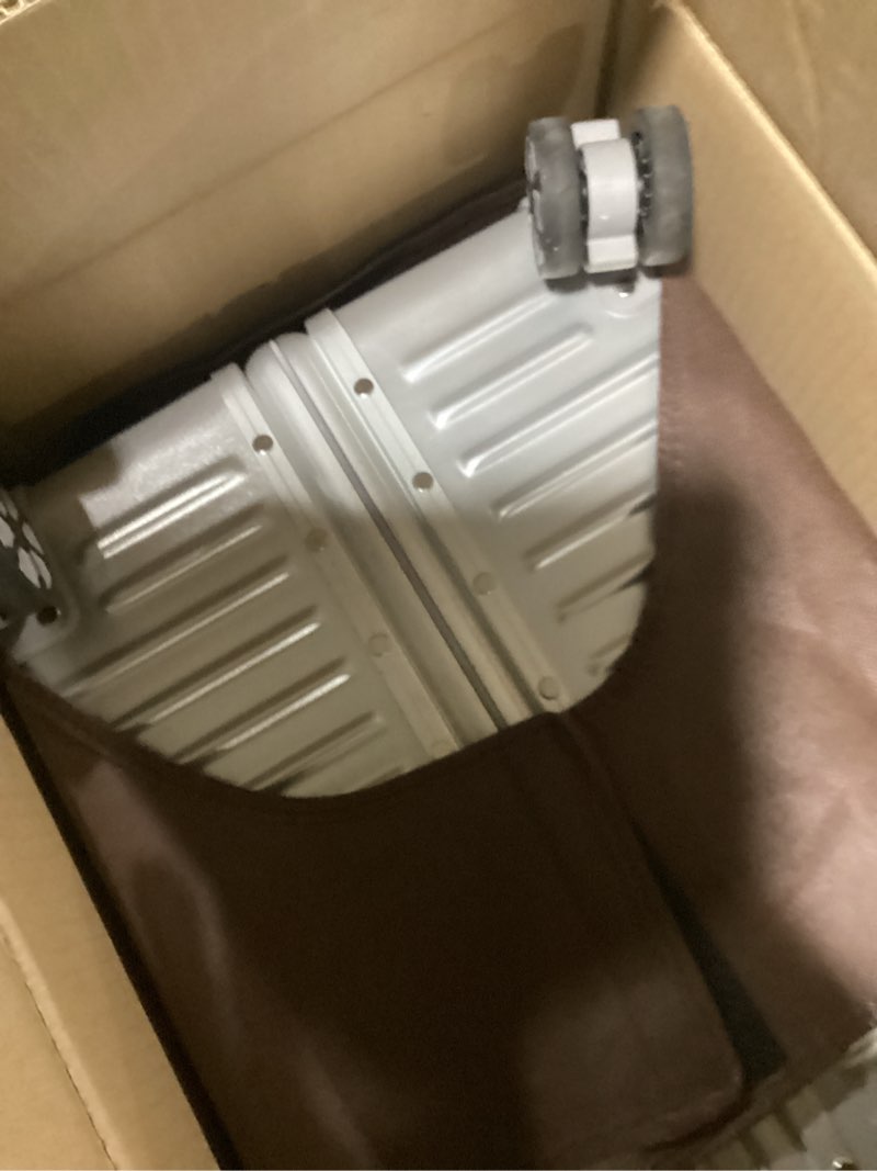 Condition photo showing As Is for HotWay 28 Inch Checked in Luggage with Aluminum Frame,PC Hard Shell Suitcase with Spinner Wheels and TSA Lock, Large Suitcase for Business Travel Silver (PC+Aluminum) Checked in 28inch