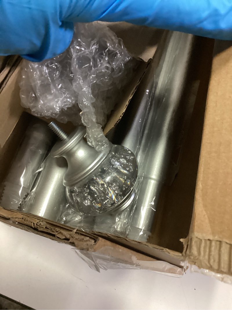 Condition photo showing New/Like New for usfook silver curtain rod, 7/8 inch curtain rods for windows 72 to 144 inch, telescoping splicing drapery rods 32 to 144 inch, home decoration with decorative translucent finials 72-144" silver