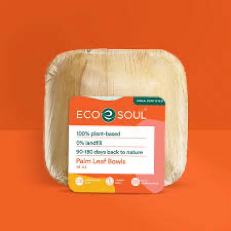 Eco soul 5.5” square palm leaf bowls count of 200