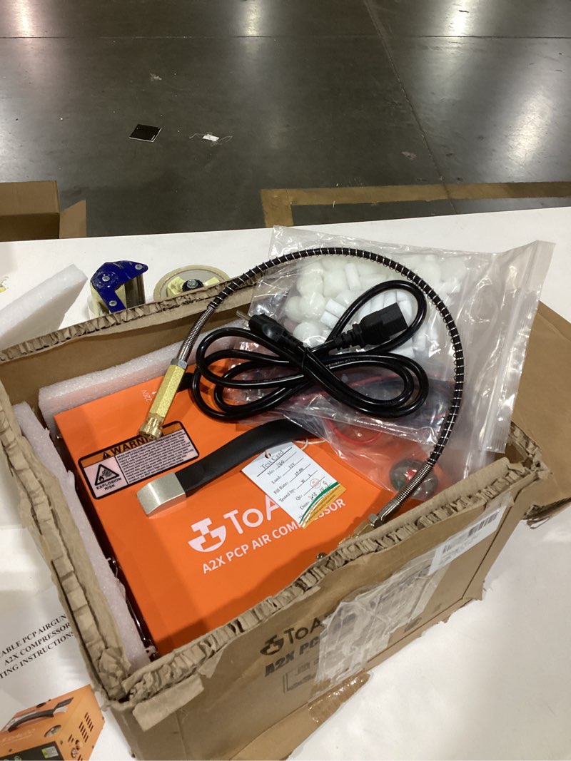 Condition photo showing Good Condition for TOAUTO A2 PCP Air Compressor, Auto-Stop, Portable 4500Psi/30Mpa, Oil/Water-Free, 8MM Quick-Connector HPA Compressor for Paintball/PCP Air Rifle/Scuba Tank, Powered by Home 110V AC or 12V Car DC
