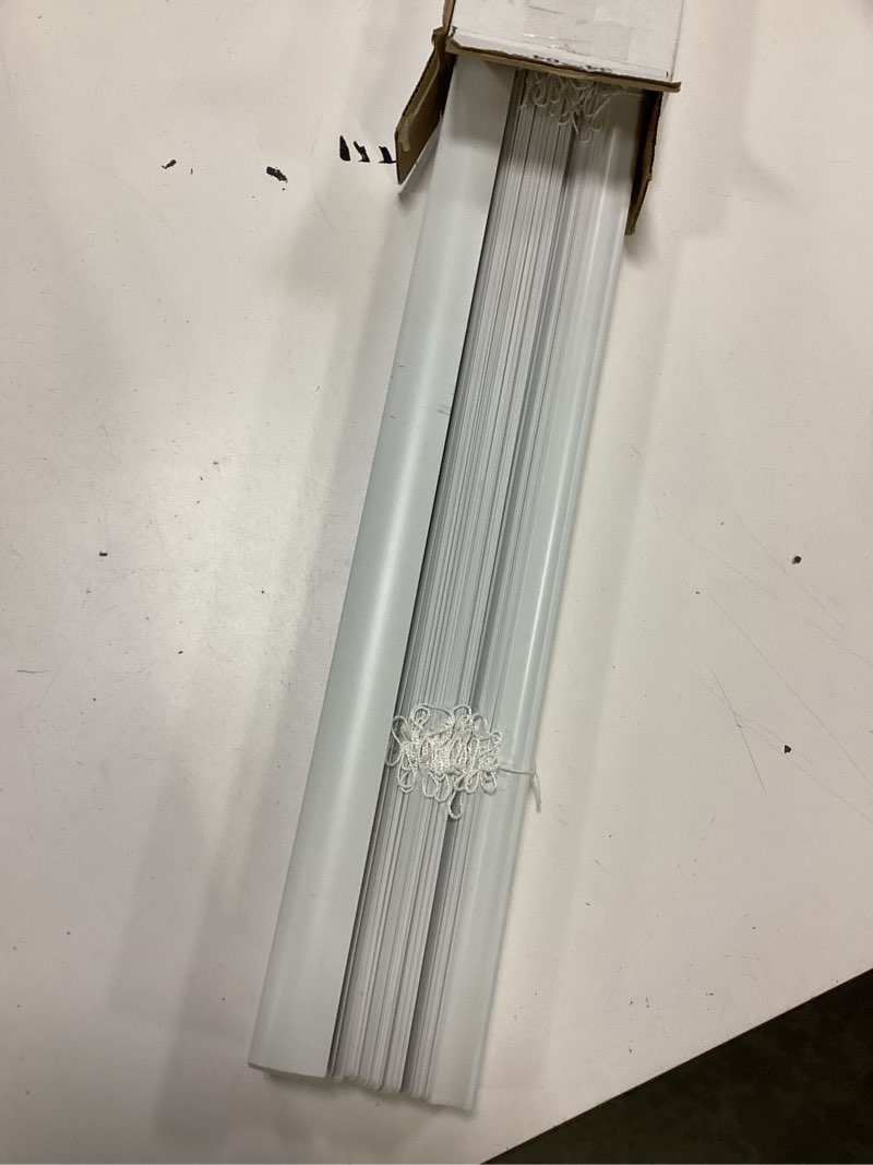 Condition photo showing Good Condition for project source room darkening 1-in slat width 34-in x 64-in cordless white vinyl room darkening mini-blinds