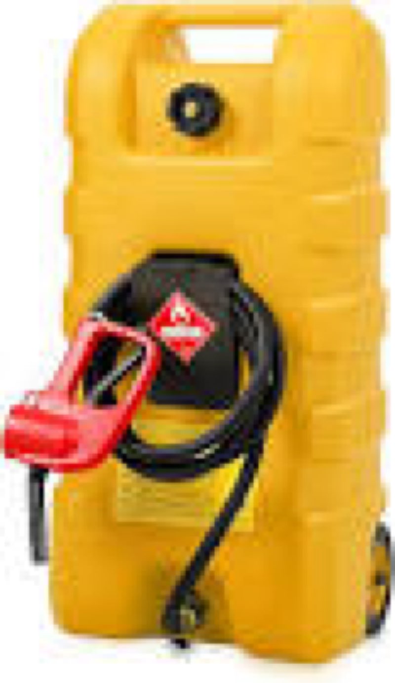 15 Gallon Fuel Caddy Portable Fuel Transfer Tank with LE Siphon Pump & 10ft Delivery Hose – Diesel & Gasoline Fuel Tank On Wheels for Cars, Lawn Mowers, ATVs & Boats - Yellow