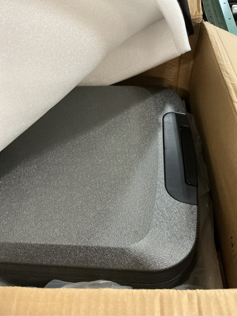 Condition photo showing Good Condition for sentrysafe charcoal gray fireproof and waterproof safe box with key lock, portable chest for money, passport, 0.28 cubic feet, 6.6 x 15.4 x 14.3 inches, chw20221 1/2 hr. fireproff, lid straps