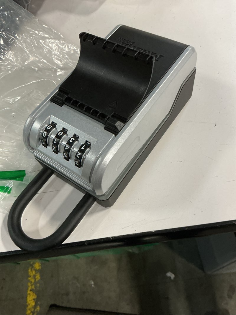 Condition photo showing As Is for master lock high capacity key lockbox, combination dial, removable shackle removable shackle 1 pack black