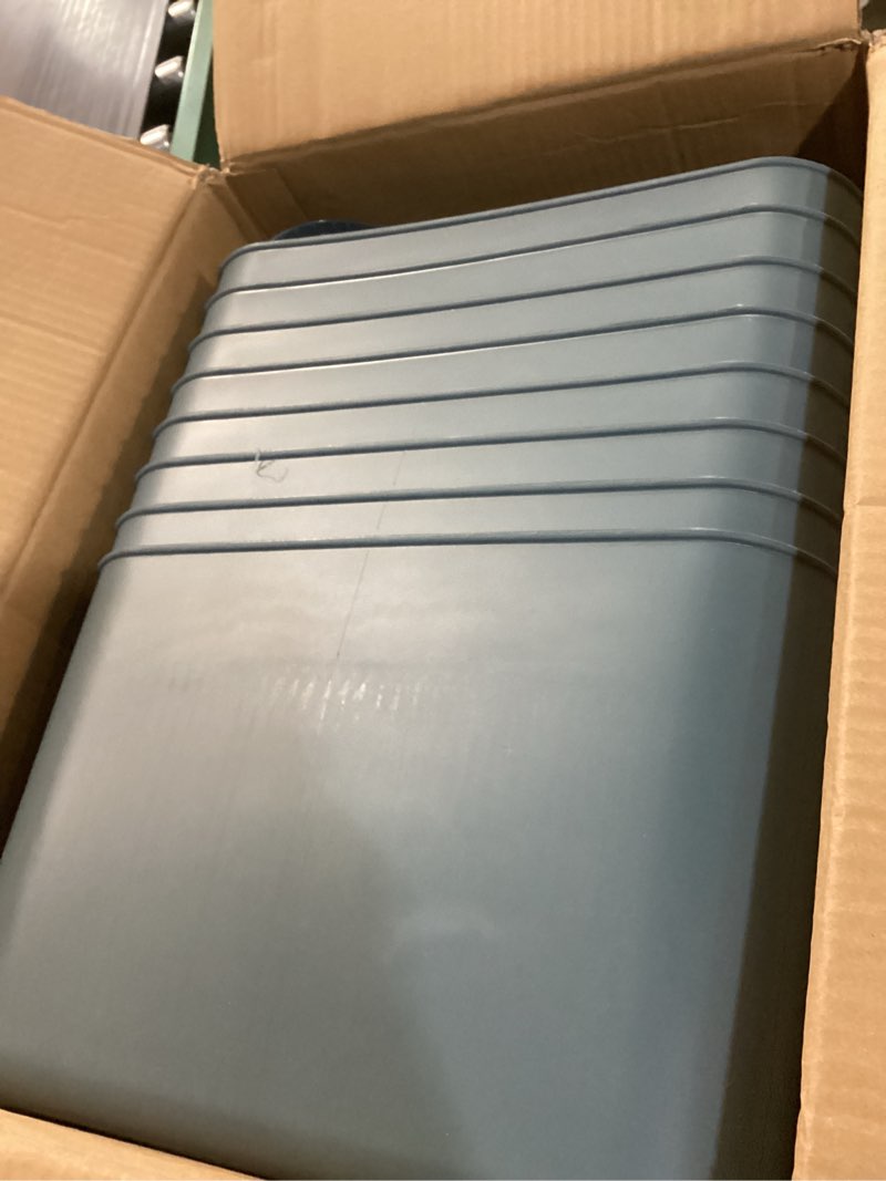 Condition photo showing Good Condition for hoolerry 8 pieces colorful storage bins with lid, plastic storage basket organizing container stackable box with handle for shelves desktop playroom office(14.2 x 10.2 x 9.5 inch,blue) 14.2 x 10.2 x 9.5 inch blue
