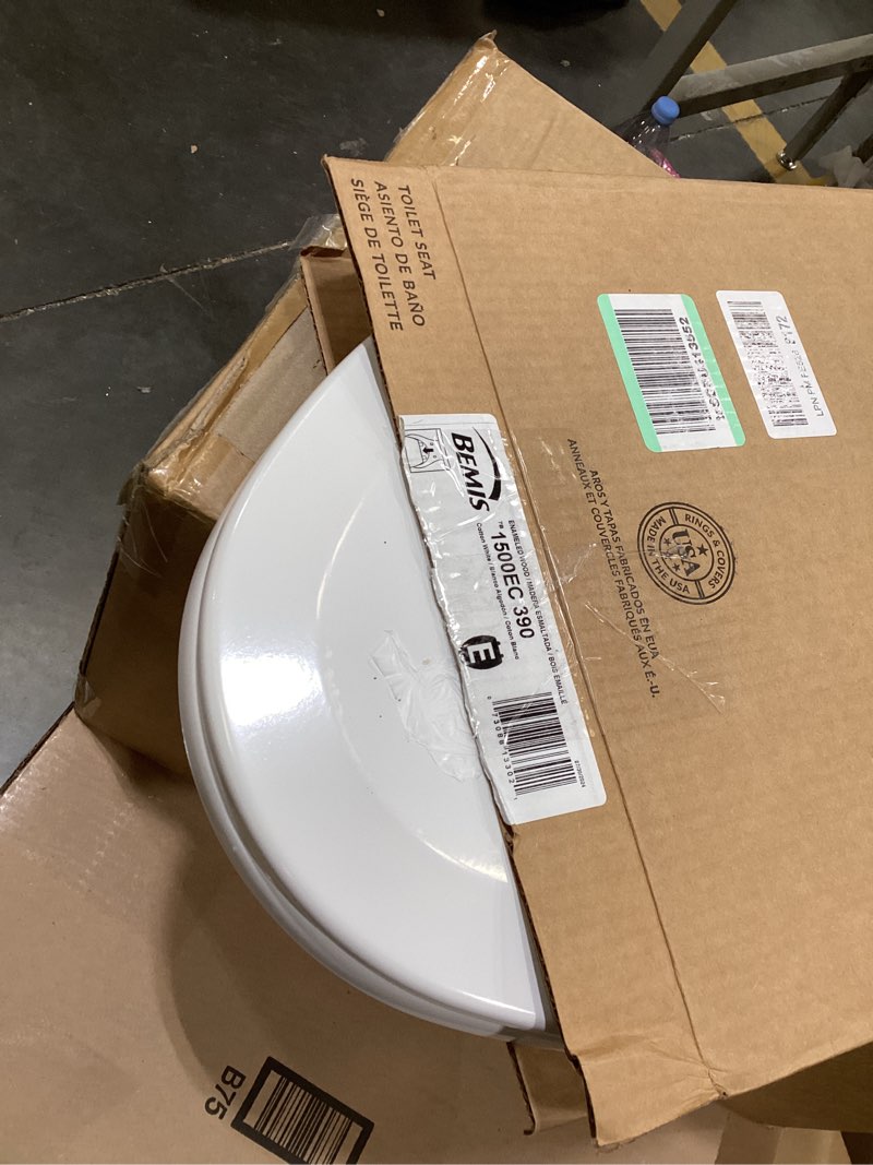 Condition photo showing As Is for Bemis 1500EC 390 Lift-Off Wood Elongated Toilet Seat, Cotton White (Pack of 1)