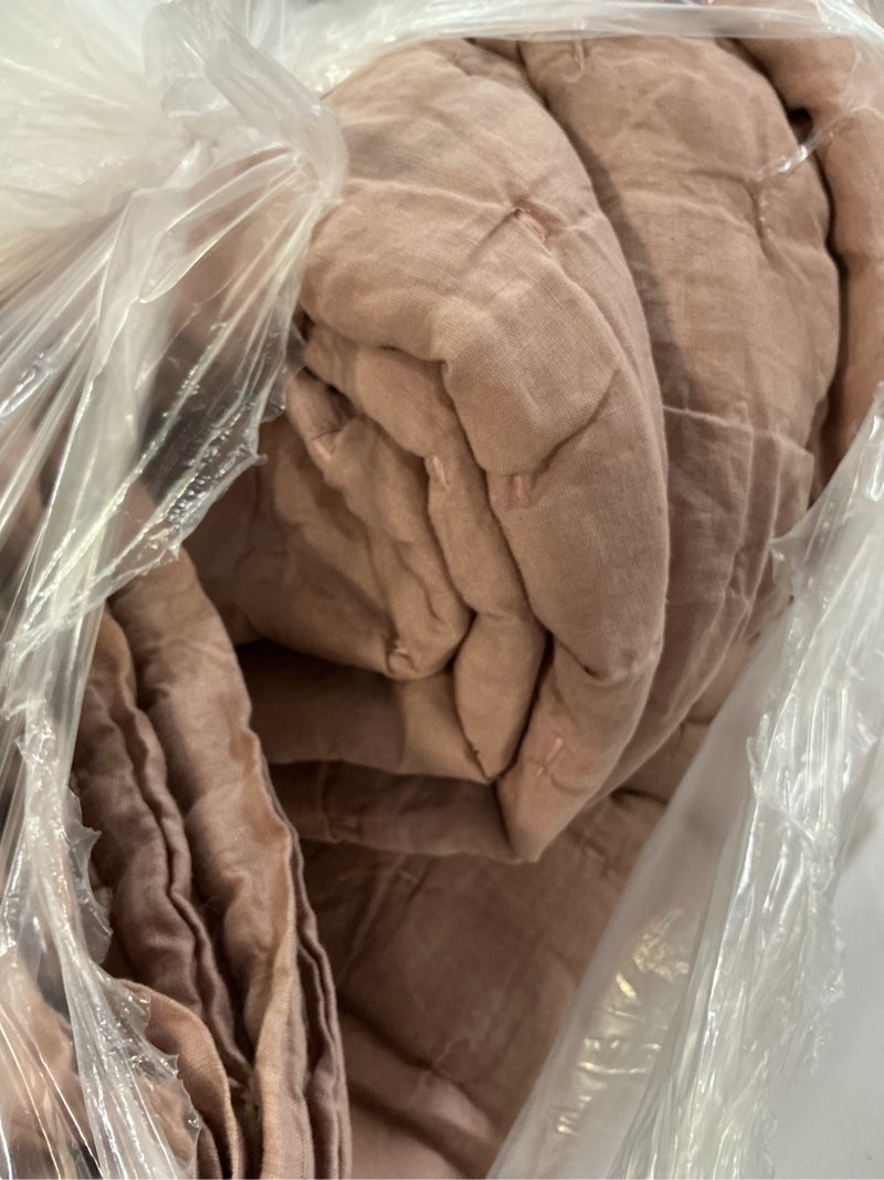 Condition photo showing Good Condition for european linen dream quilt, king/cal king, dusty mauve