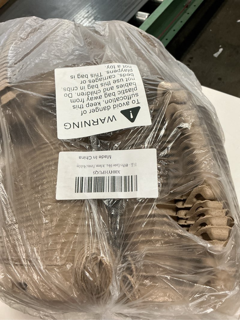 Condition photo showing New/Like New for 48 pcs heart shaped egg cartons reusable natural pulp cardboard with labels jute rope raffia chicken eggs crate storage for diy easter mother’s day holidays home kitchen farmers market travel 3 count