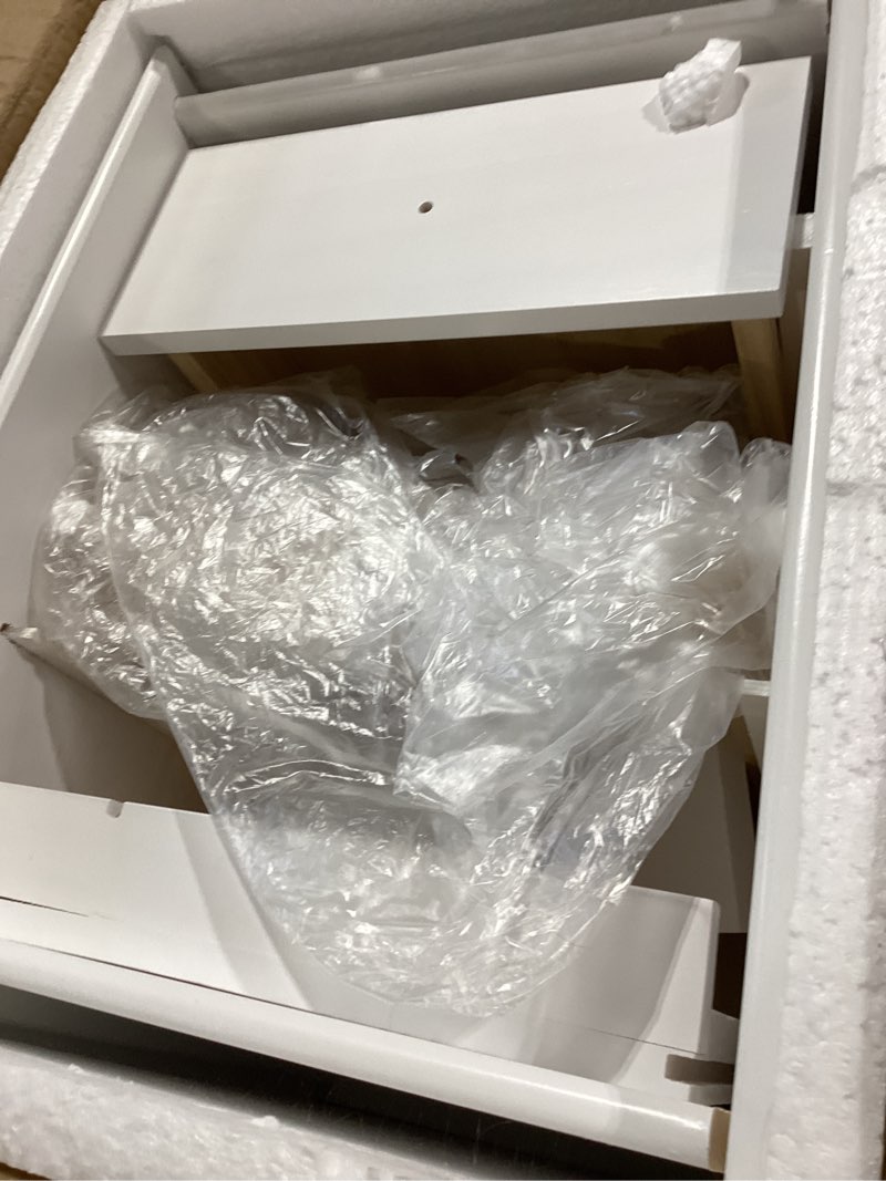 Condition photo showing Good Condition for huolewa narrow nightstand with 2 drawers - solid wood narrow side table with open shelf for small spaces, couch, bedroom, living, office - small bedside table, end tables (white, 11.81 inch) white 15.6"d x 11.81"w x 19.9"h