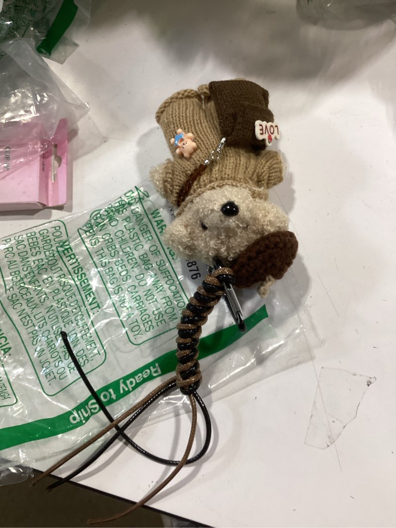 Condition photo showing Good Condition for joedy bear keychain bag charms purse charms cute keychains for women handbags, backpacks, wallet khaki coffee