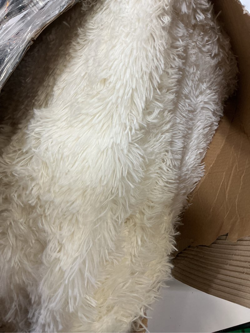 Condition photo showing As Is for 8x10 Area Rugs for Living Room, Large Fluffy Cream White Rugs for Bedroom, Soft Carpet Shag Kids Room Rug, Non-Slip Fuzzy Rugs Indoor (8ft x 10ft, Cream White) Cream 8' x 10' (Rectangular)