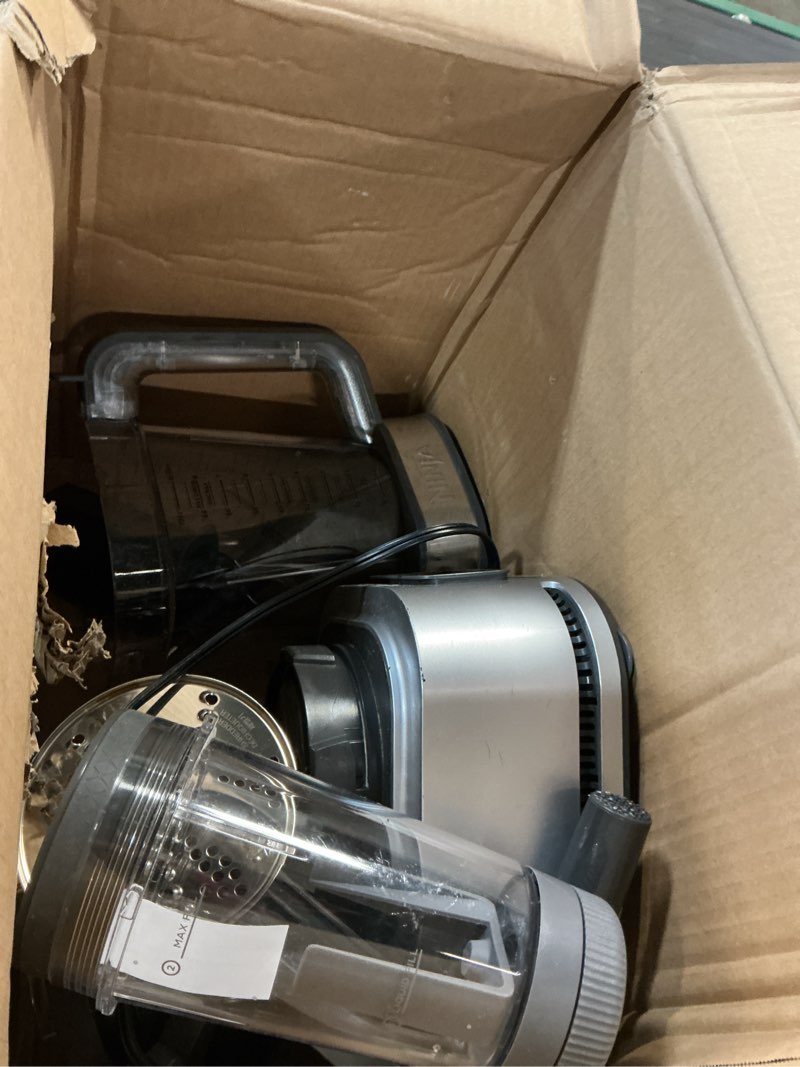 Condition photo showing As Is for Ninja Blender, Compact Kitchen System, 1200W, 3 Functions for Smoothies, Dough & Frozen Drinks with Auto-IQ, 72-oz.* Blender Pitcher, 40-oz. Processor Bowl & 18-oz. Single-Serve Cup, Grey, AMZ493BRN 1200 Peak Watts