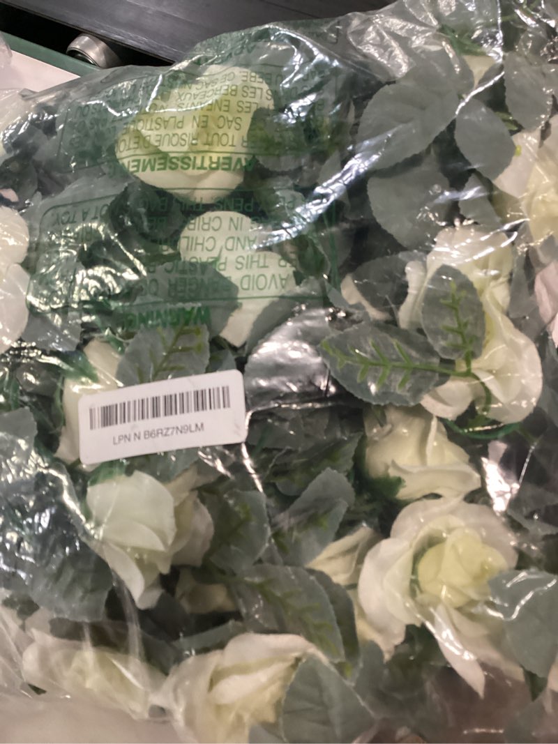 Condition photo showing Good Condition for flower garland rose vine 4pcs 28ft artificial floral garland with green leaves hanging rose vine for wedding party garden home wall decor (white)