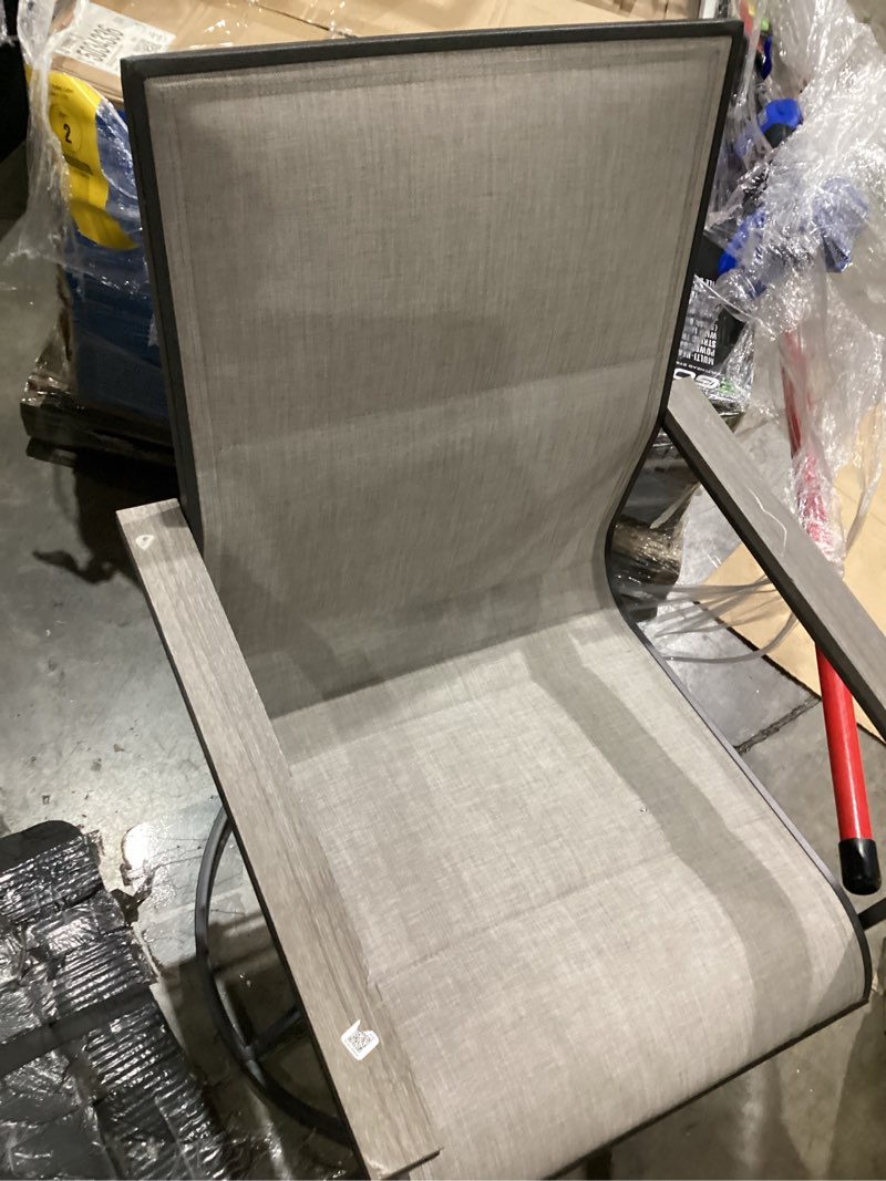 Condition photo showing Good Condition for style selections elmhurst set of 2 black steel frame swivel dining chair with gray sling seat