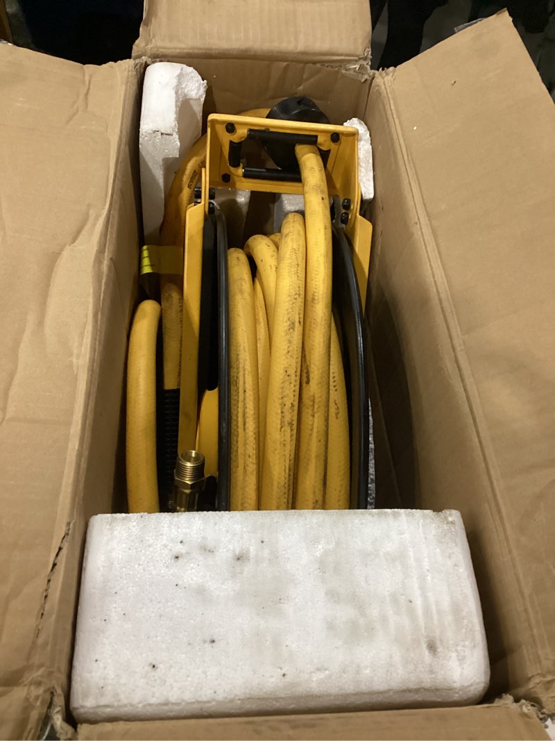 Condition photo showing Good Condition for DEWALT DXCM024-0344 Double Arm Hose Reel with 1/2" x 50' Premium Rubber Hose