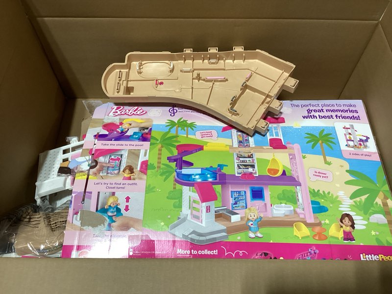 Condition photo showing As Is for Fisher-Price Little People Toddler Toy Barbie DreamHouse Playset with Music Lights & Figures for Pretend Play Kids Ages 18+ Months