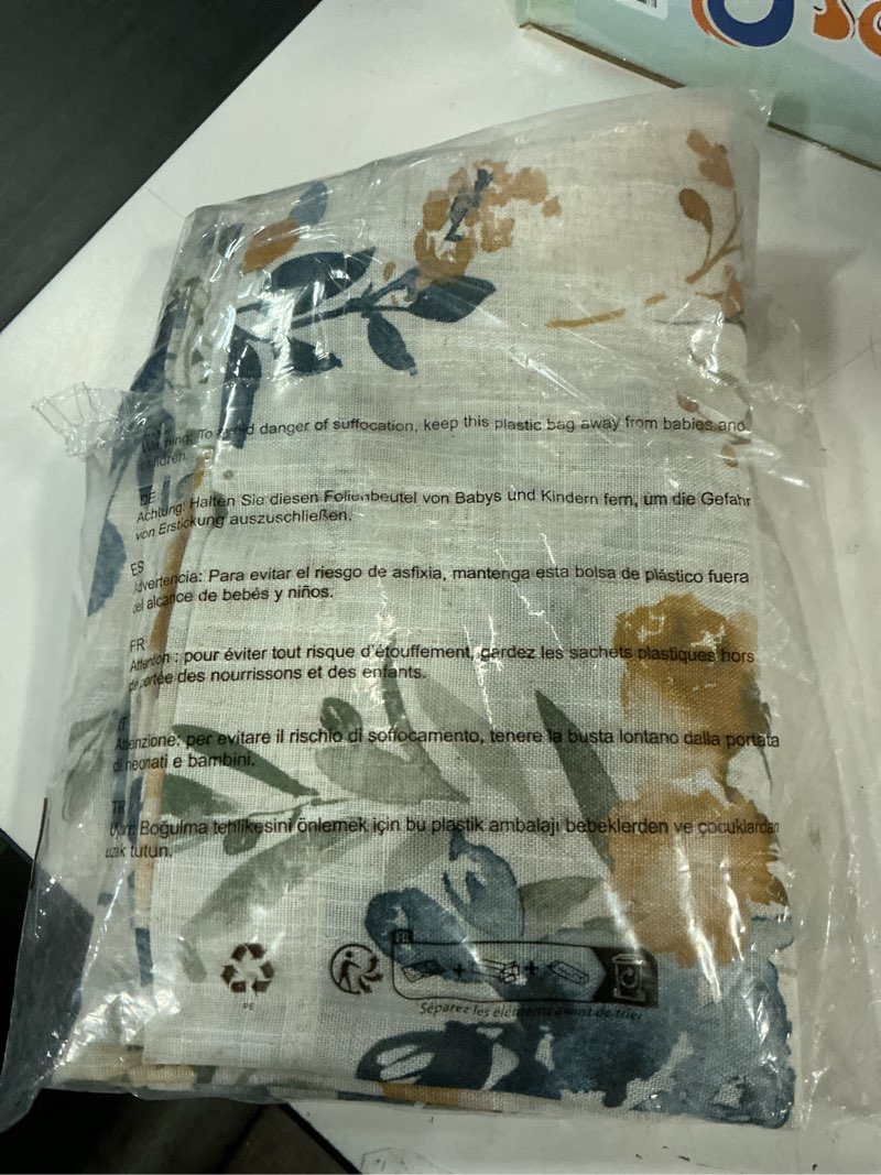 Condition photo showing New/Like New for mysky home linen floral curtains 63 inches long 2 panels set for bedroom light filtering privacy protect farmhouse style decorative drapes back tab for home,50" wide each panel, yellow and blue 50"w x 63"l (pack of 2) floral/yellow & blue