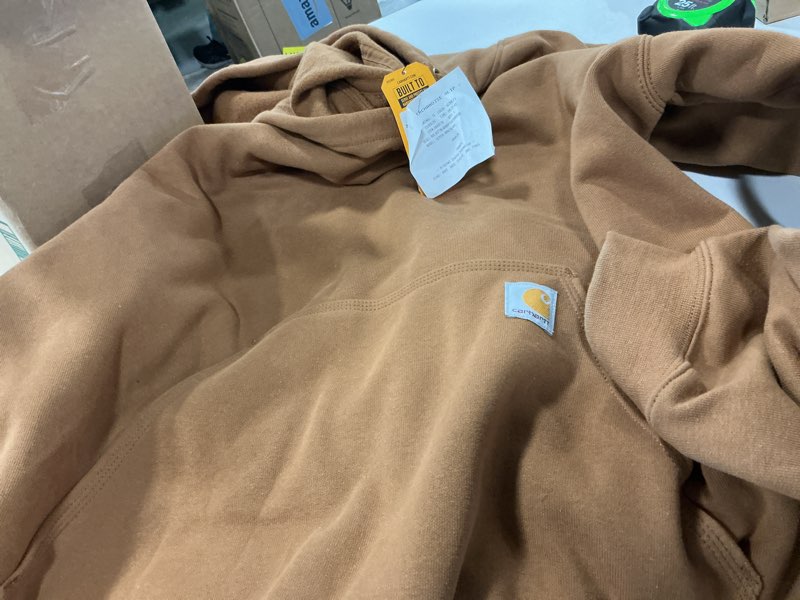 Condition photo showing Good Condition for Carhartt Men's Rain Defender Loose Fit Midweight Logo Graphic Sweatshirt 2X-Large Carhartt Brown