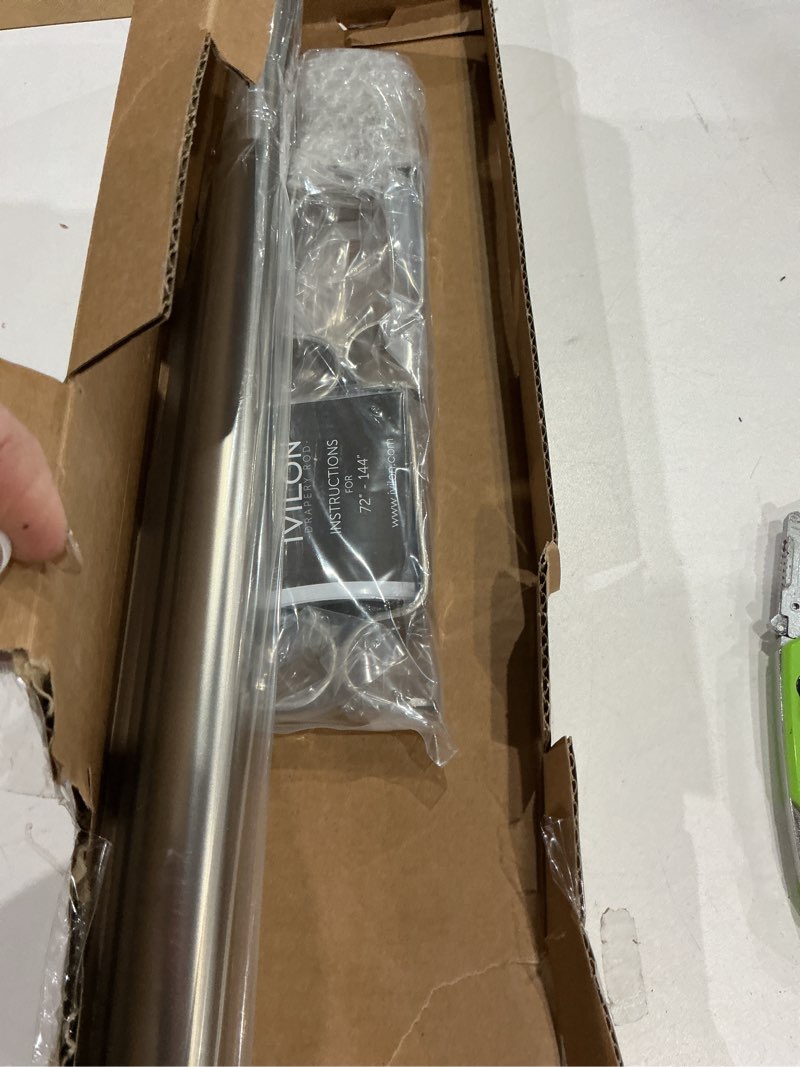 Condition photo showing Good Condition for ivilon drapery window curtain rod - end cap style design 1 inch pole. 72 to 144 inch color satin nickel 72 to 144 in.