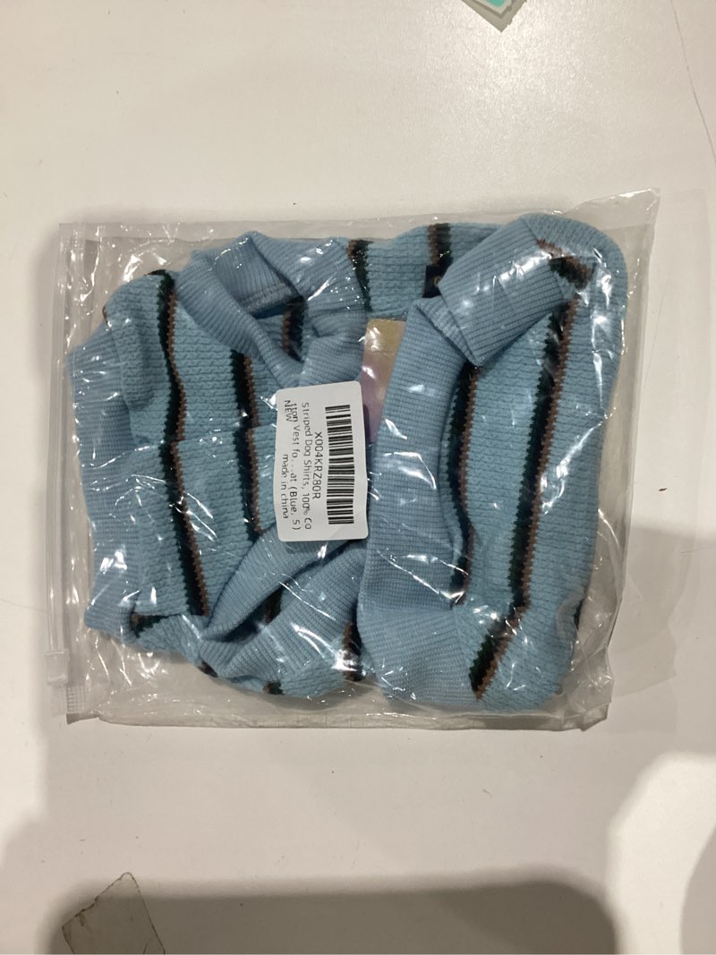 Condition photo showing Good Condition for Dog Shirt, Pet Clothes for Chihuahua, Yorkie Teacup Costumes Striped, Small Dogs Sleeveless Tank Top Vest, Breathable Cotton Puppy T-Shirt, Cat Apparel Outfit (Blue, S) Blue Small