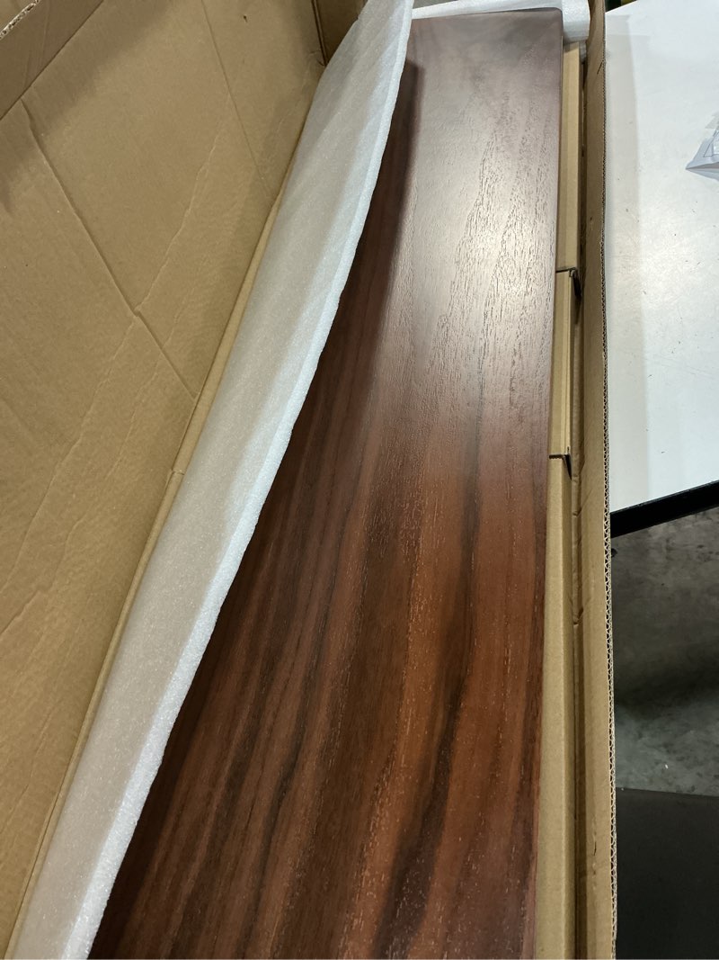 Condition photo showing Good Condition for coreminded solid wood dual monitor stand riser, 42 inch walnut desk shelf | fits 2 monitors, sturdy & stable solid wood, under monitor keyboard storage, office desktop organizer, easy assembly, walnut
