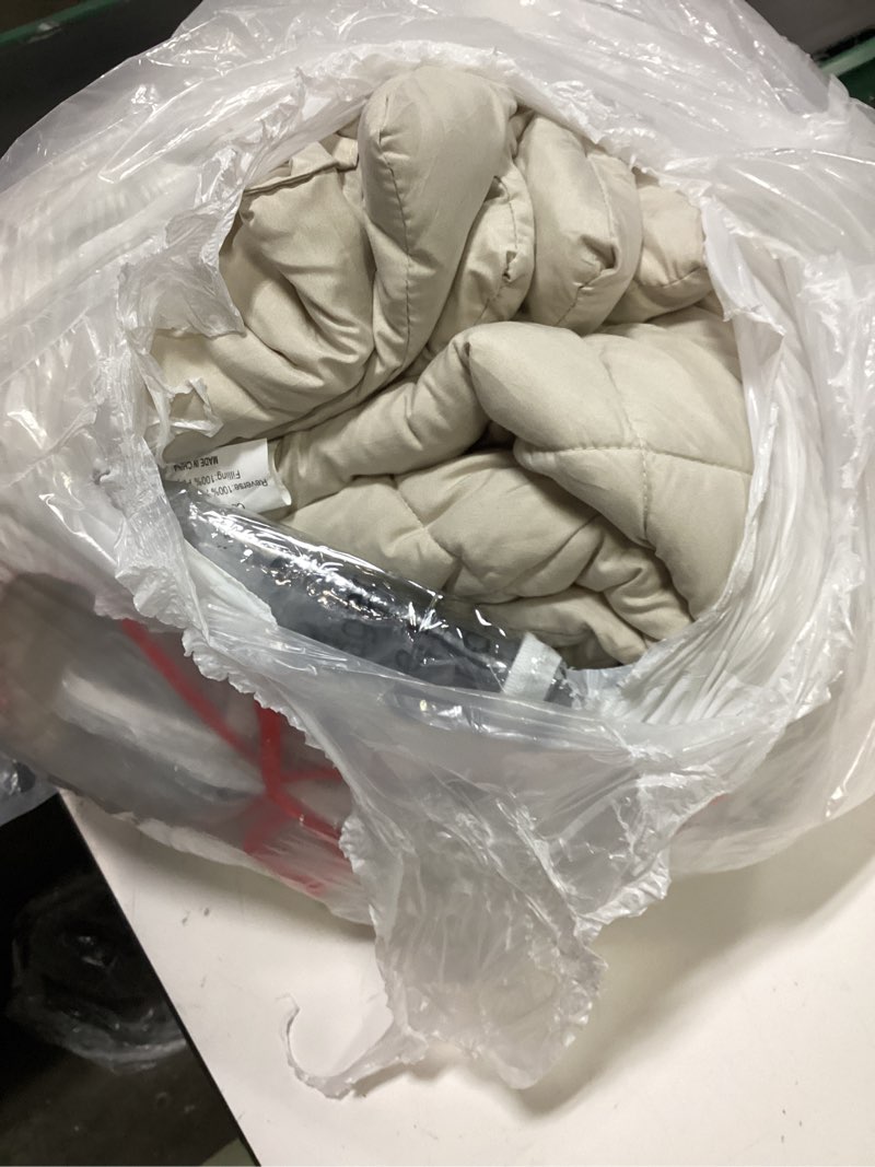 Condition photo showing As Is for cozylux oversized queen comforter set beige - 7 pieces bed in a bag comforter set with sheets, luxur
