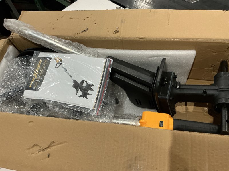 Condition photo showing As Is for cordless tiller cultivator for dewalt 20v max battery, 360rpm electric tiller for gardening, 11.8in tilling width ? 8.6in depth, battery powered tiller for lawn/soil cultivation (battery not included)