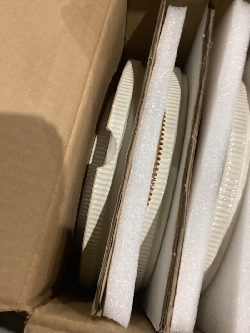 Condition photo showing As Is for Famiware Star Dinnerware Set, Plates and Bowls Sets for 4 (12pcs), Ribbed Stoneware Dishes with Trim - Chip & Scratch Resistant, Microwave & Dishwasher Safe, Cream