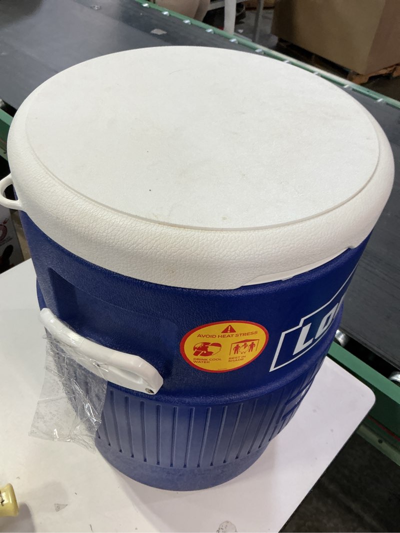 Condition photo showing As Is for Lowe's 5 Gallon(s) Blue Insulated Beverage cooler