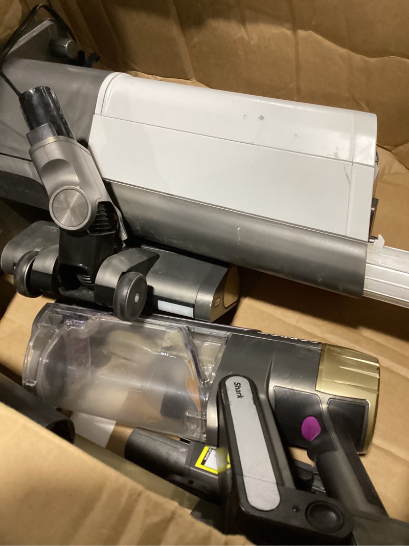 Condition photo showing As Is for shark powerdetect pet plus clean & empty cordless stick vacuum & auto-empty system | powerful suction | hepa | carpet & hard floor | portable stick vacuum for pet hair | 70-min runtime | gray | ip3253 powerdetect w/ autoempty (premium)
