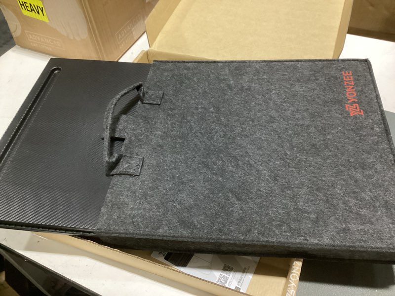 Condition photo showing New/Like New for yonzee foldable desk food tray (carbon edition) for tesla model y model 3 s x y juniper- upgraded table with support leg for dining, in-car work, travel and outdoor (1 pack)