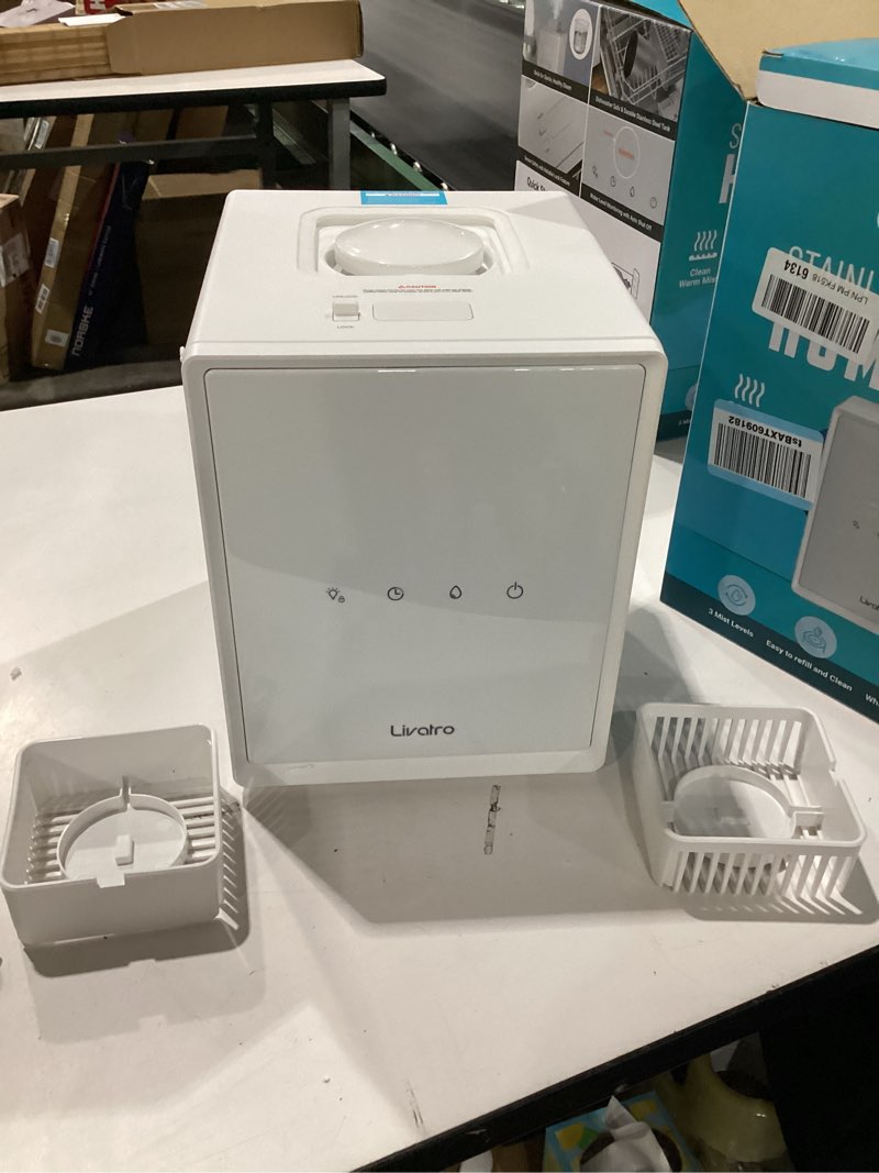 Condition photo showing As Is for Stainless Steel Humidifier, 3L Warm Mist Humidifier, Easy Clean with Warm Steam Humidifier, Healthy Air Mist Humidifiers for Bedroom Living Room, with Sleep Mode and Auto-off Setting 3LWhite