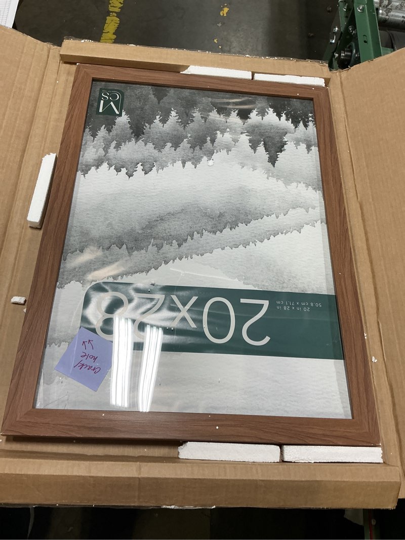 Condition photo showing As Is for MCS Museum Poster Frame, Medium Oak, 20 x 28 in, Single Medium Oak Woodgrain 20 x 28 in Single