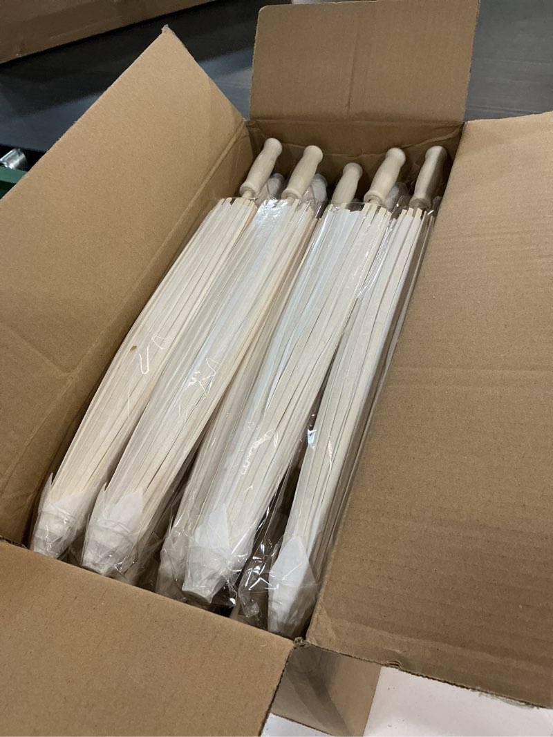 Condition photo showing New/Like New for mbjzsl white paper umbrellas, 23.6 inch paper parasol umbrellas chinese japanese style diy umbrellas decorative vintage decor for wedding props white-30pcs