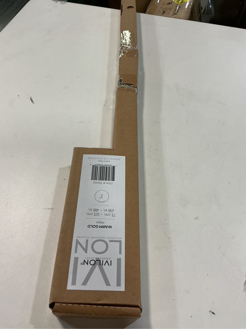 Condition photo showing New/Like New for Ivilon Drapery Window Curtain Rod - End Cap Style Design 1 Inch Pole. 28 to 48 Inch Color Warm Gold 28 to 48 in.