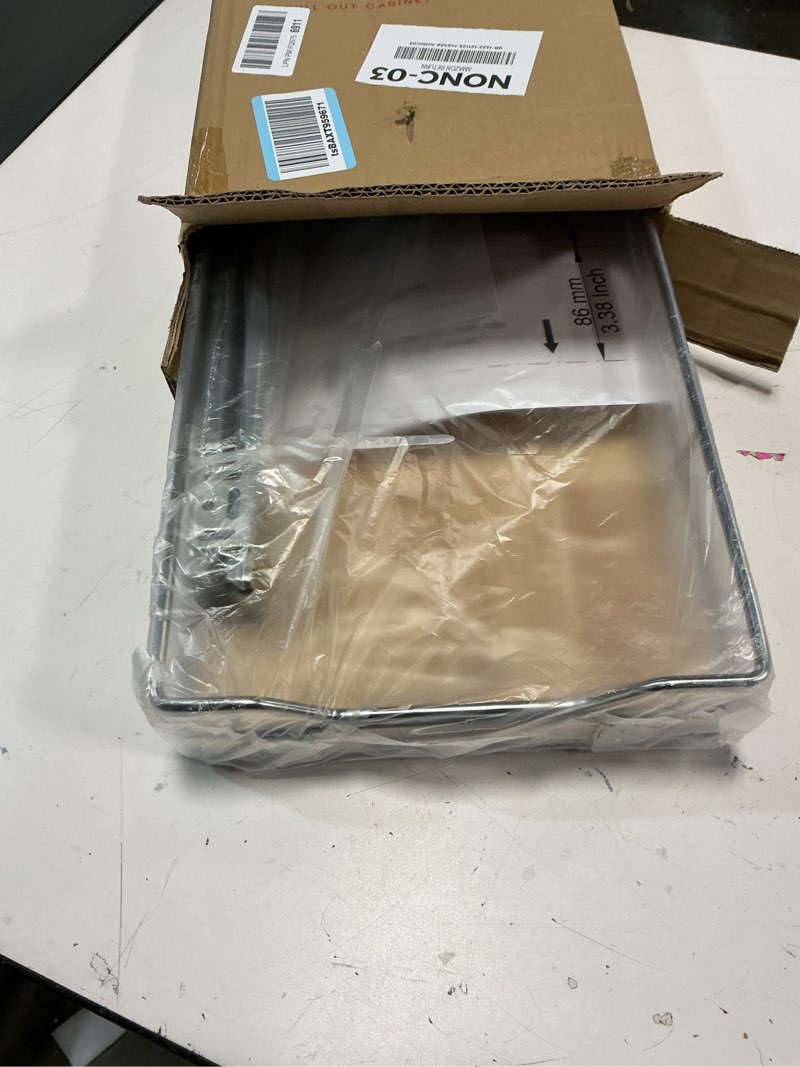 Condition photo showing Good Condition for Sikarou Pull Out Cabinet Organizer,Heavy-Duty Slide Out Shelf, Wood And Wire Basket, Pull Out Drawer for for Kitchen Under Sink Space, Pantry, Bathroom (11 * 21 WM) 1-TIE 11*21 WM