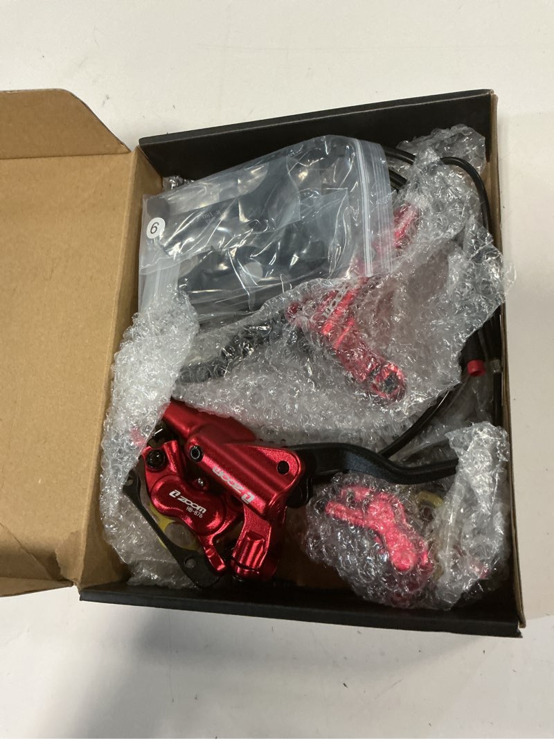 Condition photo showing Good Condition for zoom hb876e 2-pin/3-pin 4-pistons e-bike electric power-off hydraulic brake set with 180mm rotors, pre-bled hydraulic disc brake caliper lever for ebike (included mounting adapter) red & 2-pin connector