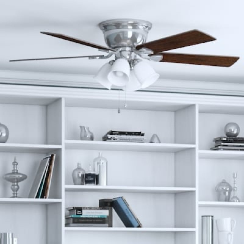 harbor breeze centreville 52-in brushed nickel with nutmeg/cocoa blades flush mount ceiling