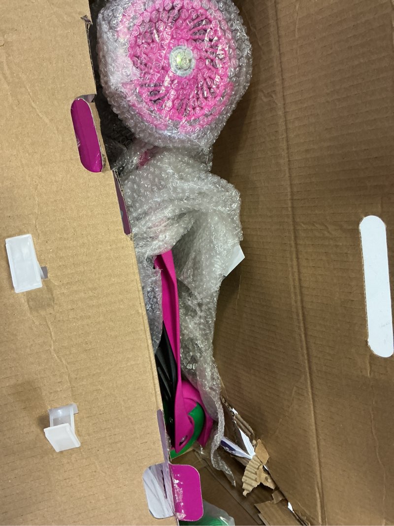 Condition photo showing Good Condition for barney light up wheels tilt and turn toddler scooter, 3 wheel kick scooter for kids ages 3+, purple
