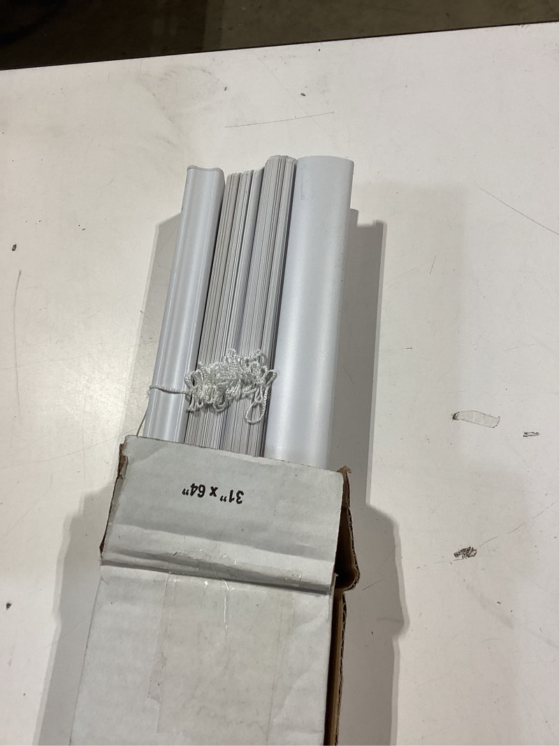 Condition photo showing Good Condition for project source 1-in slat width 31-in x 64-in cordless white vinyl light filtering mini-blinds