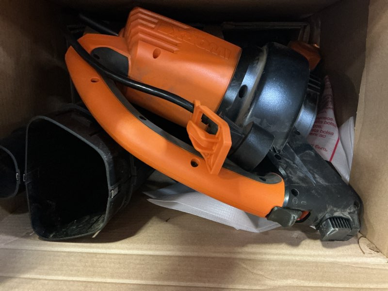 Condition photo showing As Is for worx wg505 electric trivac blower/mulcher/vacuum all-metal mulching system