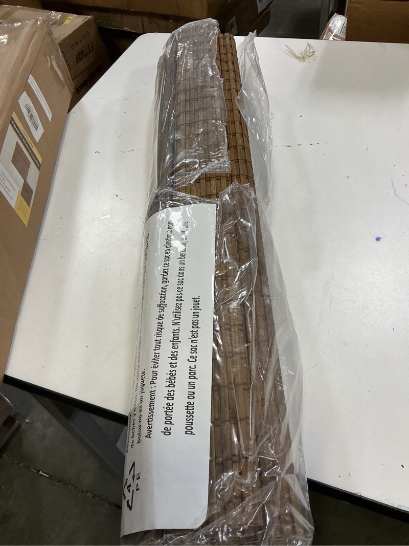 Condition photo showing Good Condition for cordless bamboo roman shades for windows, blinds size (27.5" w ×64" h) colour (highfield teak) highfield teak 27.5" w × 64" h