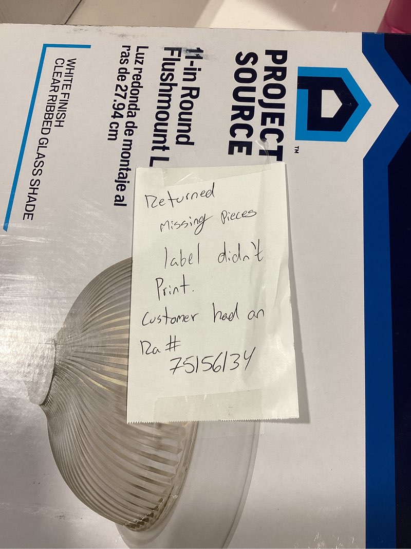 Condition photo showing As Is for project source 1-light 11-in matte white led, flush mount light