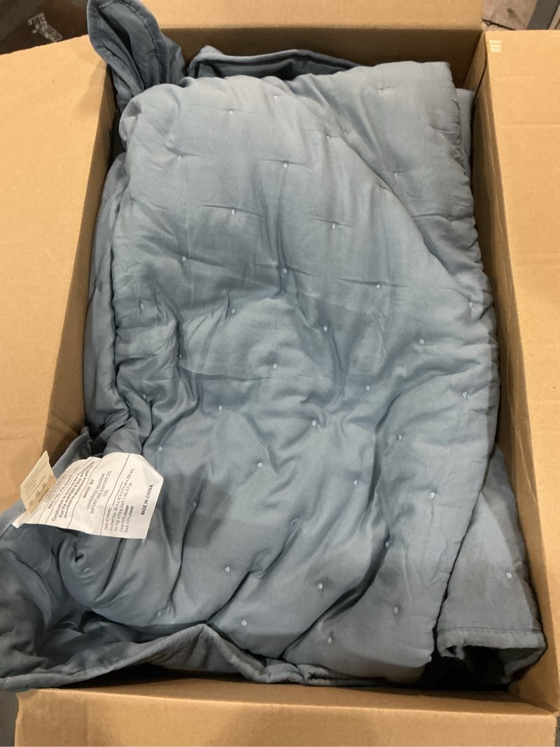 Condition photo showing As Is for WDCOZY Blue Cloud Quilt Queen Size Bedding Set with Pillow Sham, Puffy Cozy Lightweight Bedspread Coverlet, Soft Cute Bed Cover for All Season - 3 Pieces, 90x90 inches