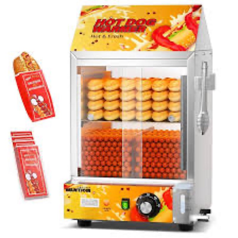 WantJoin Hot Dog Steamer - 28.8QT Electric Commercial Hot Dog Steaming Machine with Bun Warmer for 1